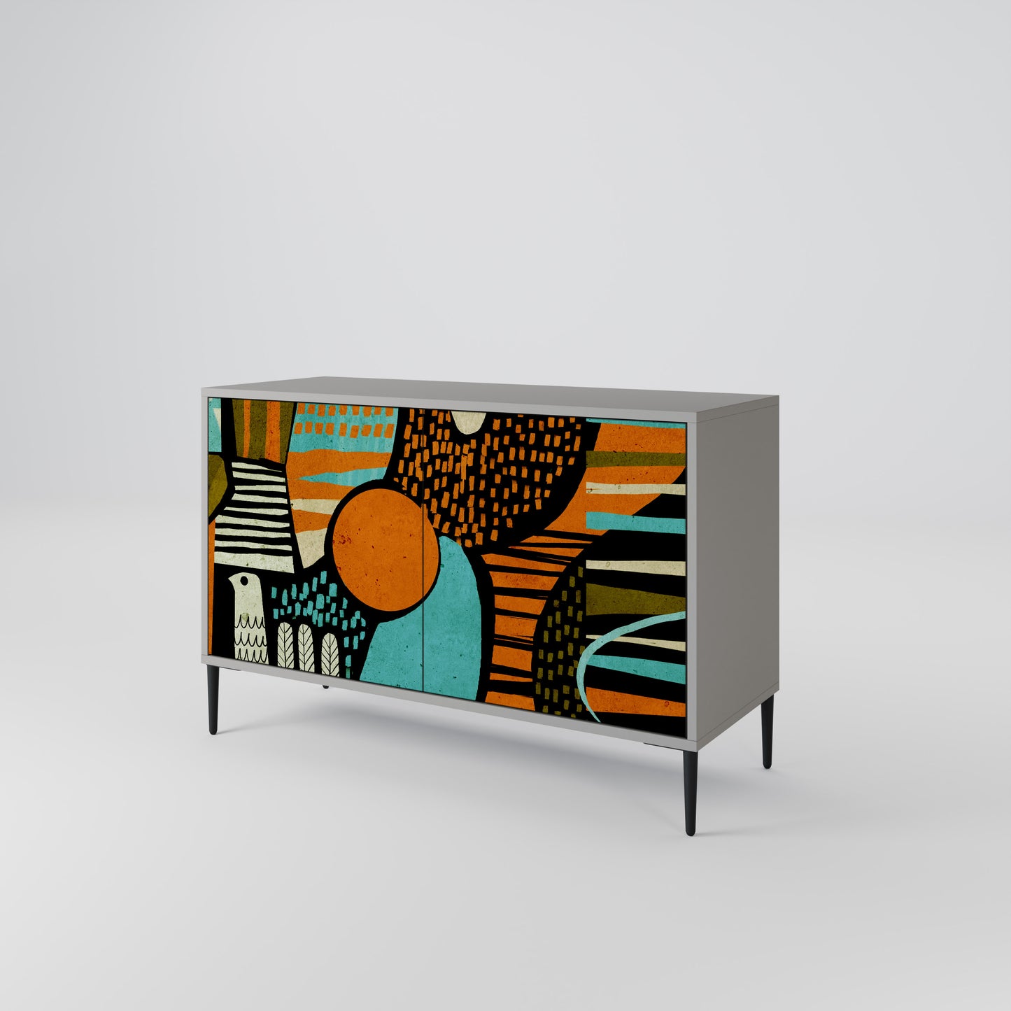 Credenza a 2 ante GEODE GLIMMER in finitura grigia