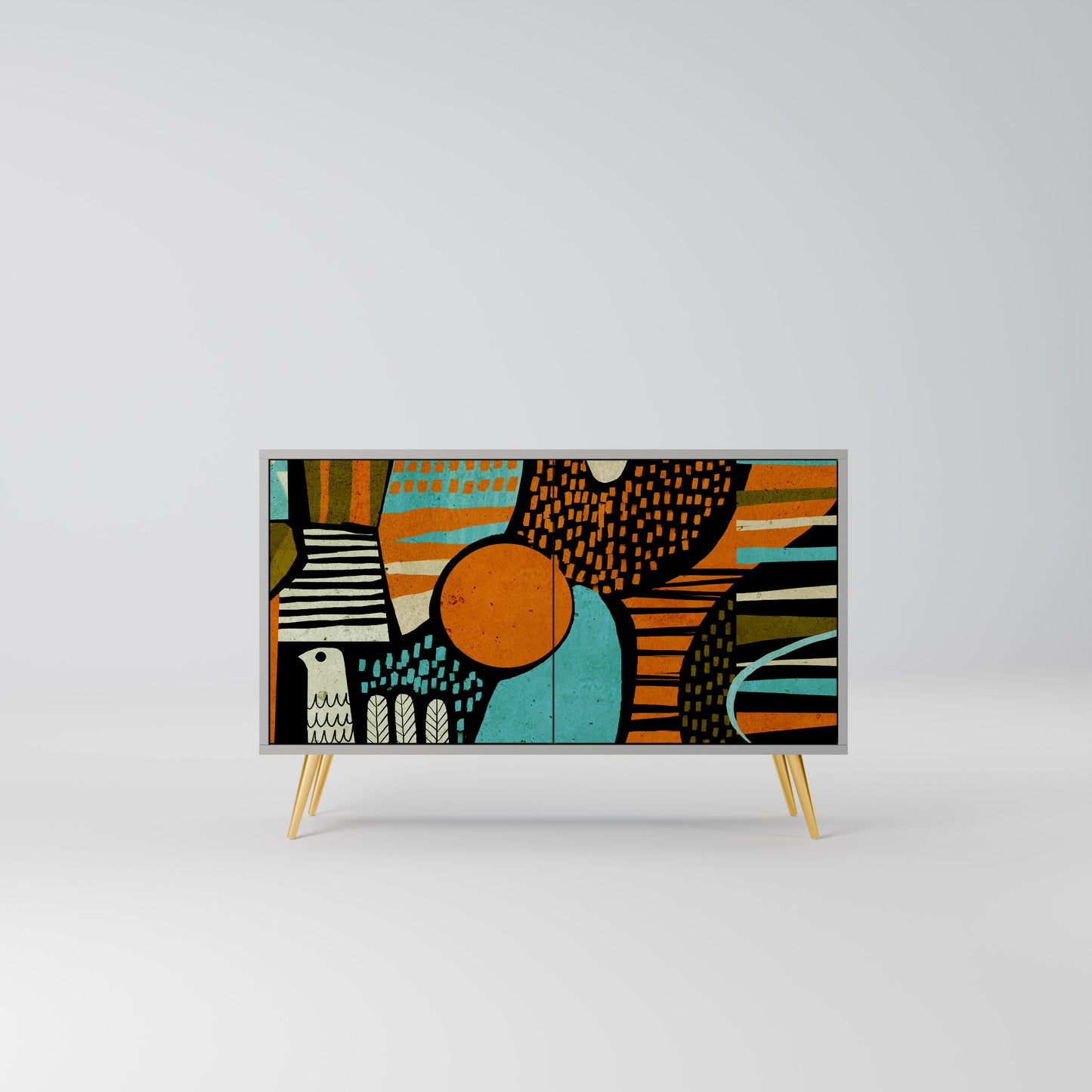 Credenza a 2 ante GEODE GLIMMER in finitura grigia