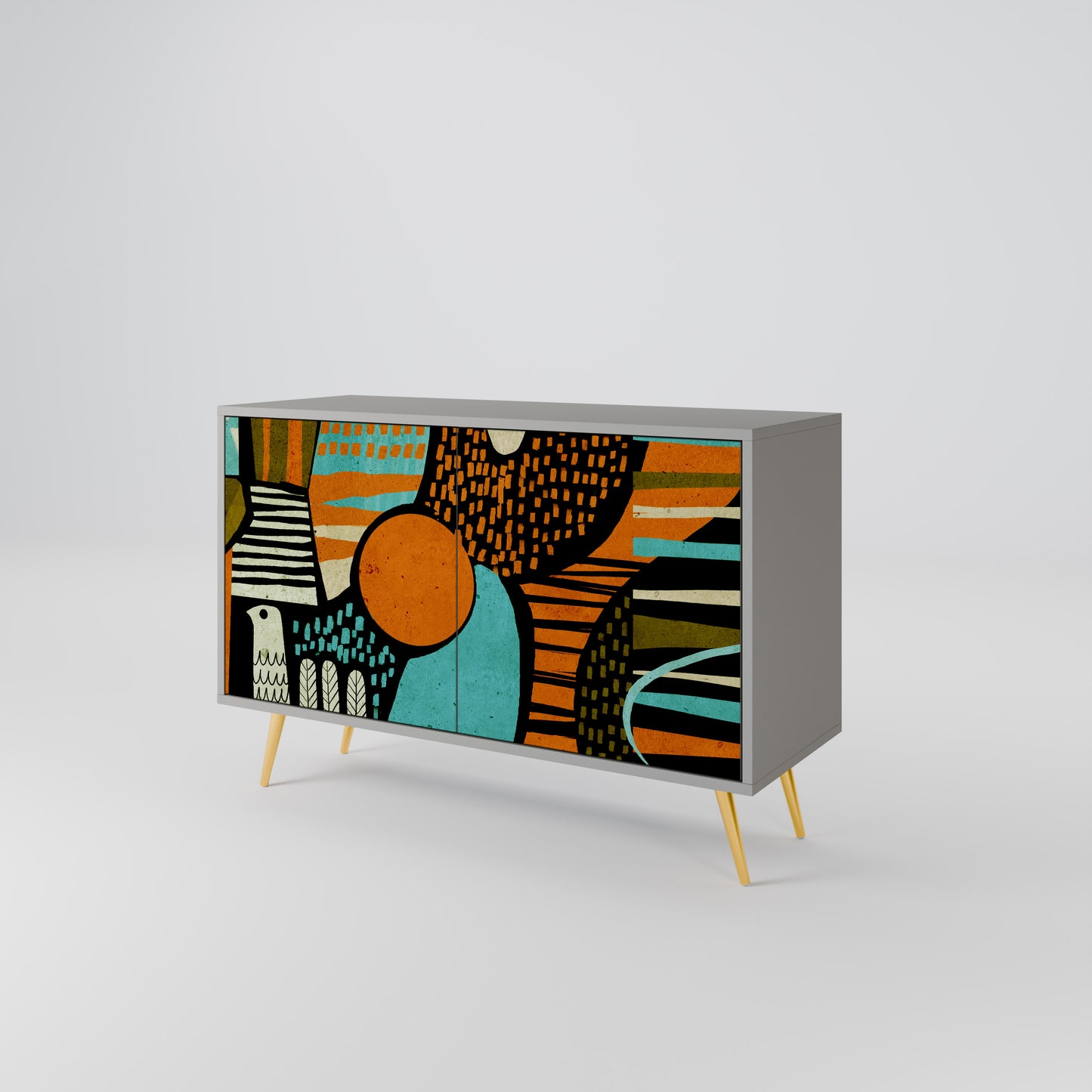 Credenza a 2 ante GEODE GLIMMER in finitura grigia