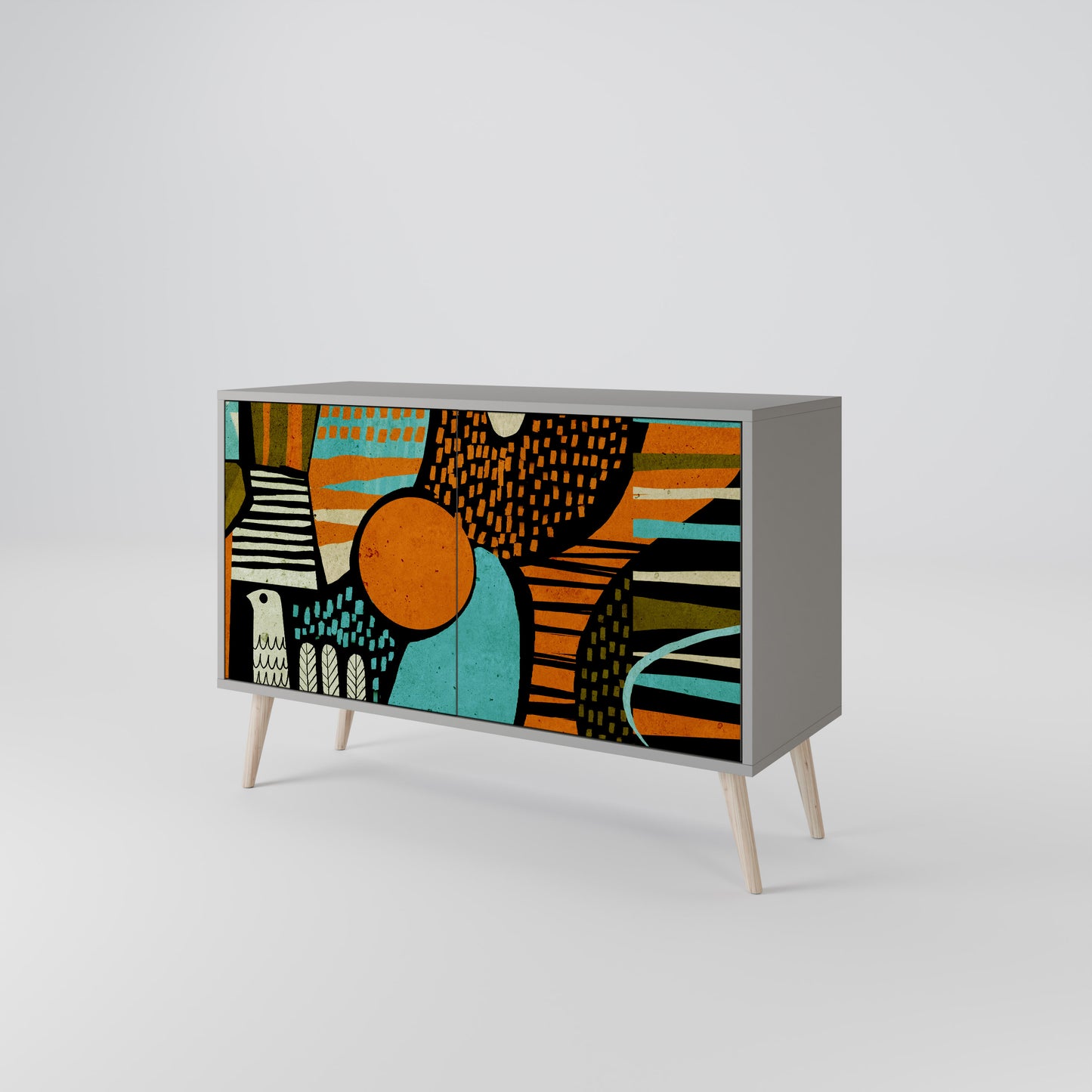 Credenza a 2 ante GEODE GLIMMER in finitura grigia