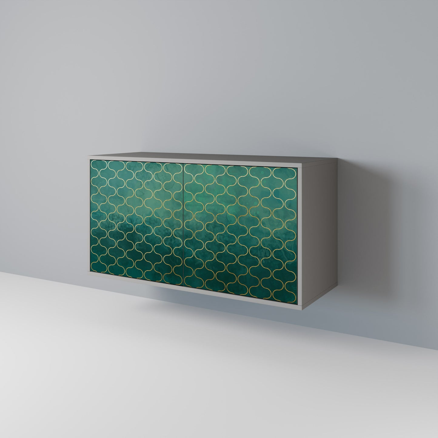 TESSELATED GREENERY 2-Door Sideboard in Grey Finish