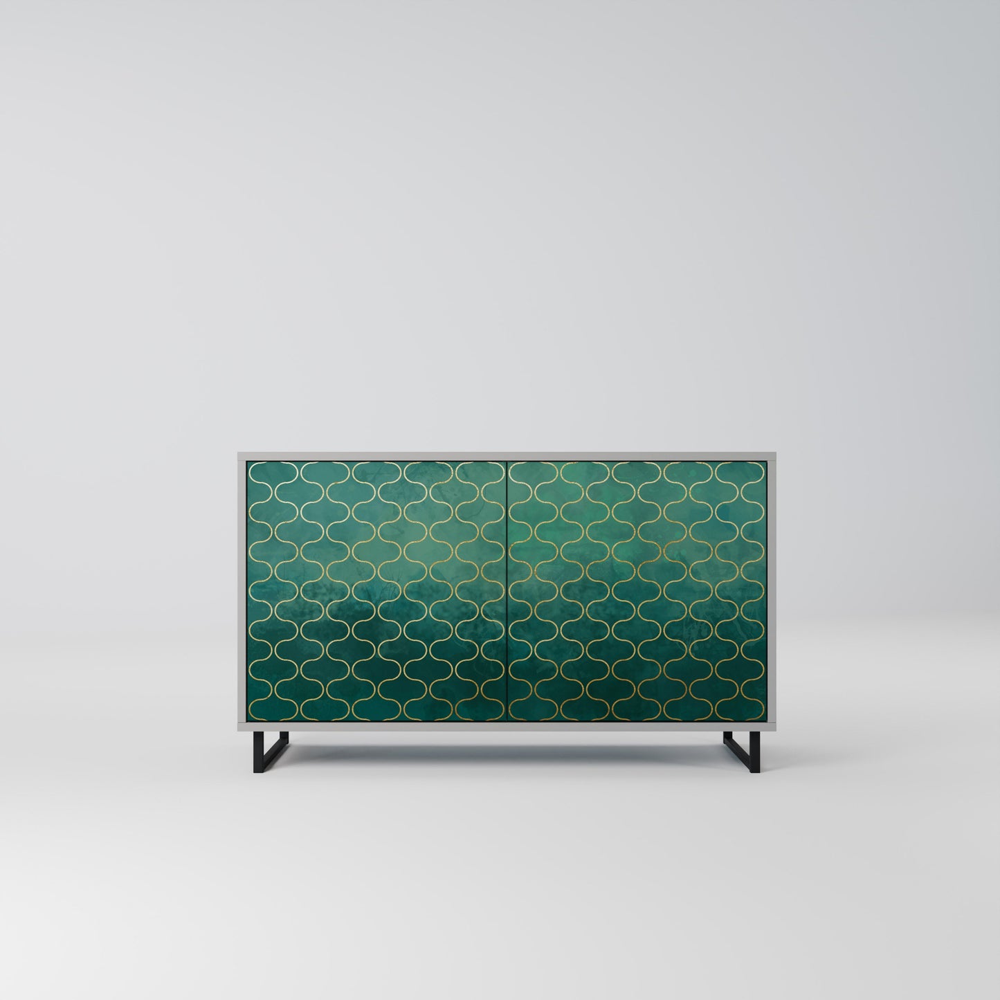 TESSELATED GREENERY 2-Door Sideboard in Grey Finish