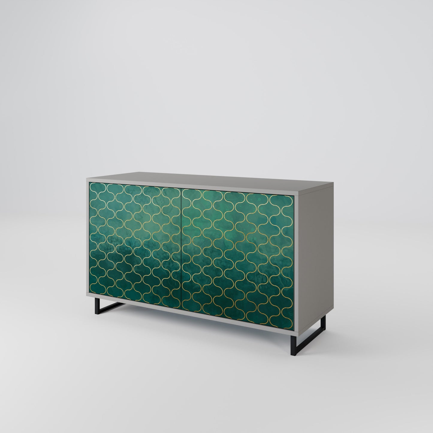 TESSELATED GREENERY 2-Door Sideboard in Grey Finish