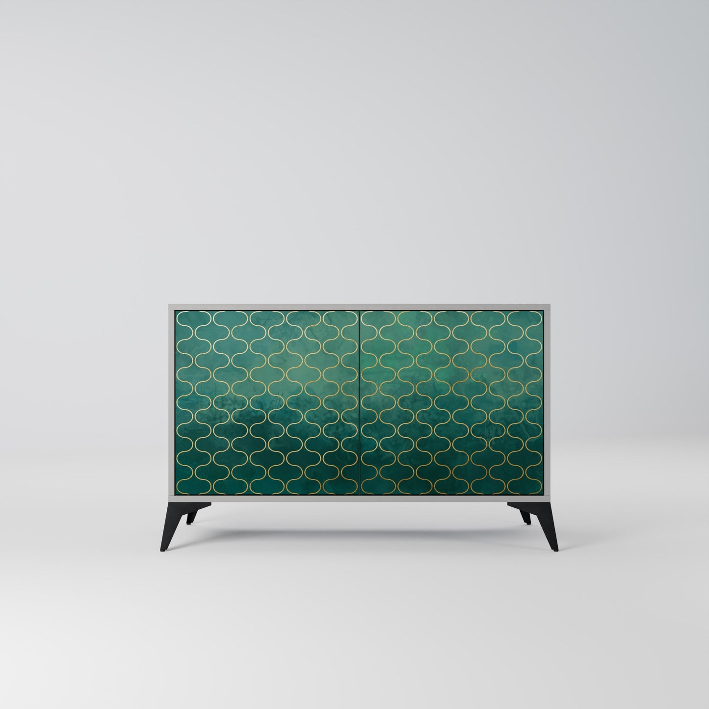 TESSELATED GREENERY 2-Door Sideboard in Grey Finish