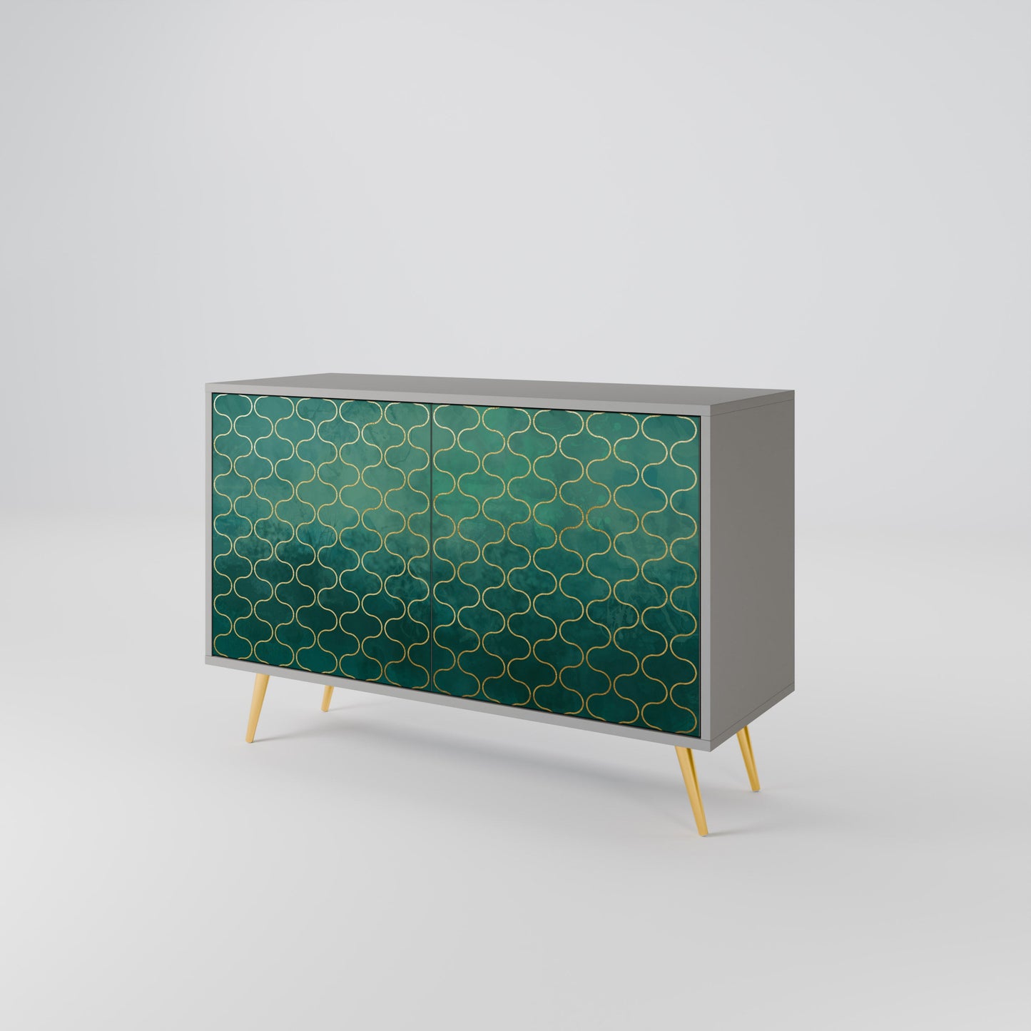 TESSELATED GREENERY 2-Door Sideboard in Grey Finish