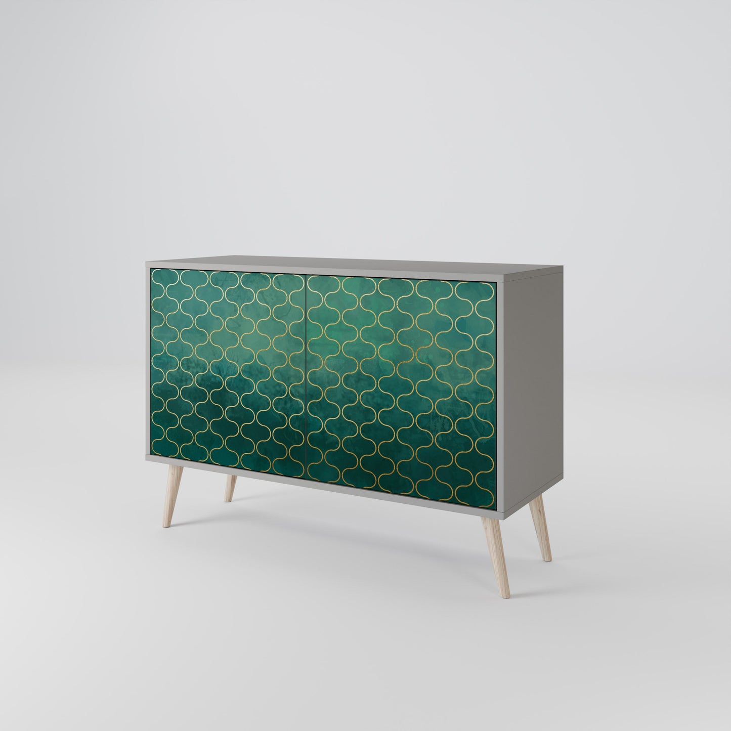 TESSELATED GREENERY 2-Door Sideboard in Grey Finish