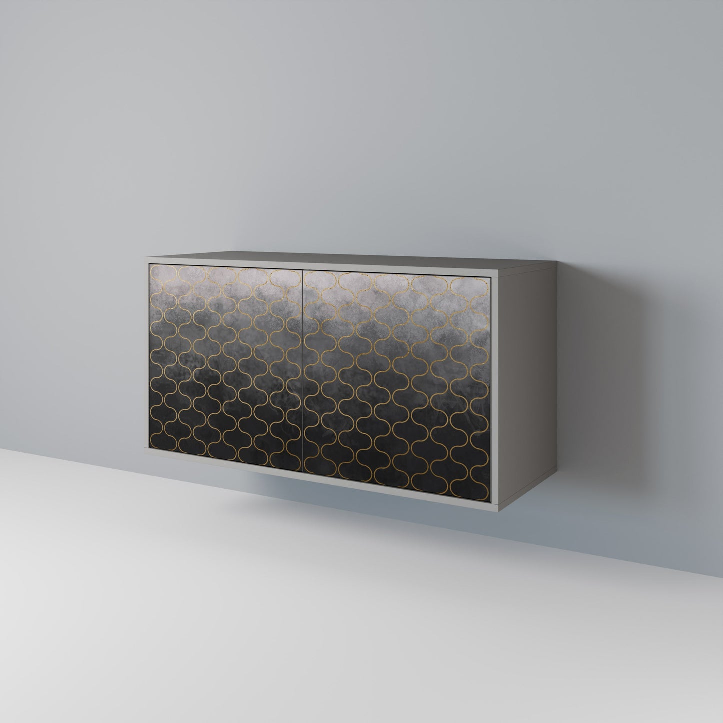 TESSELATED GRAYISH 2-Door Sideboard in Grey Finish