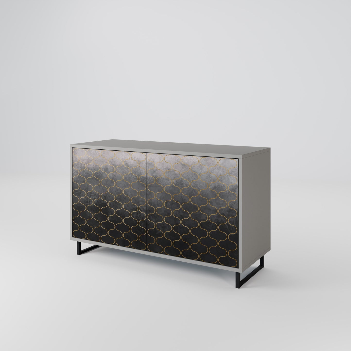 TESSELATED GRAYISH 2-Door Sideboard in Grey Finish