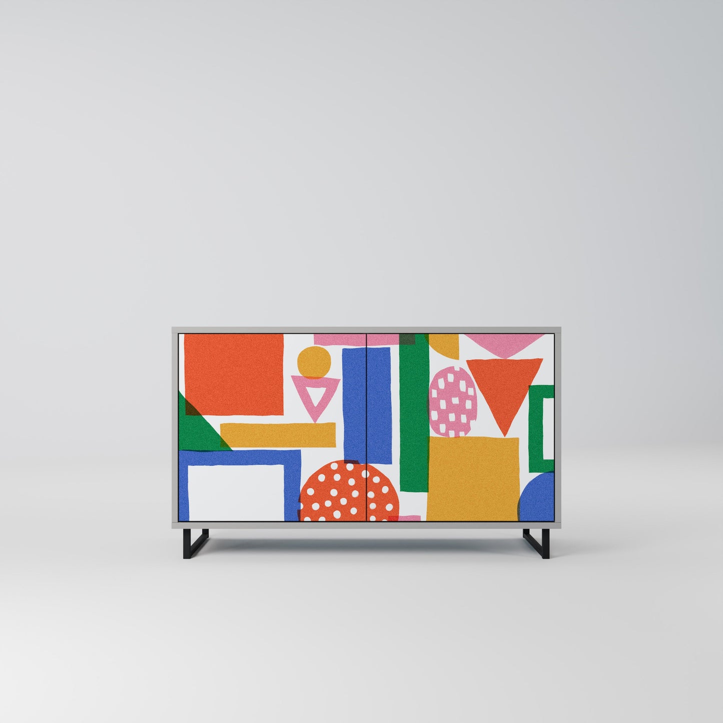 GEOMETRIC GLIMMER 2-Door Sideboard in Grey Finish