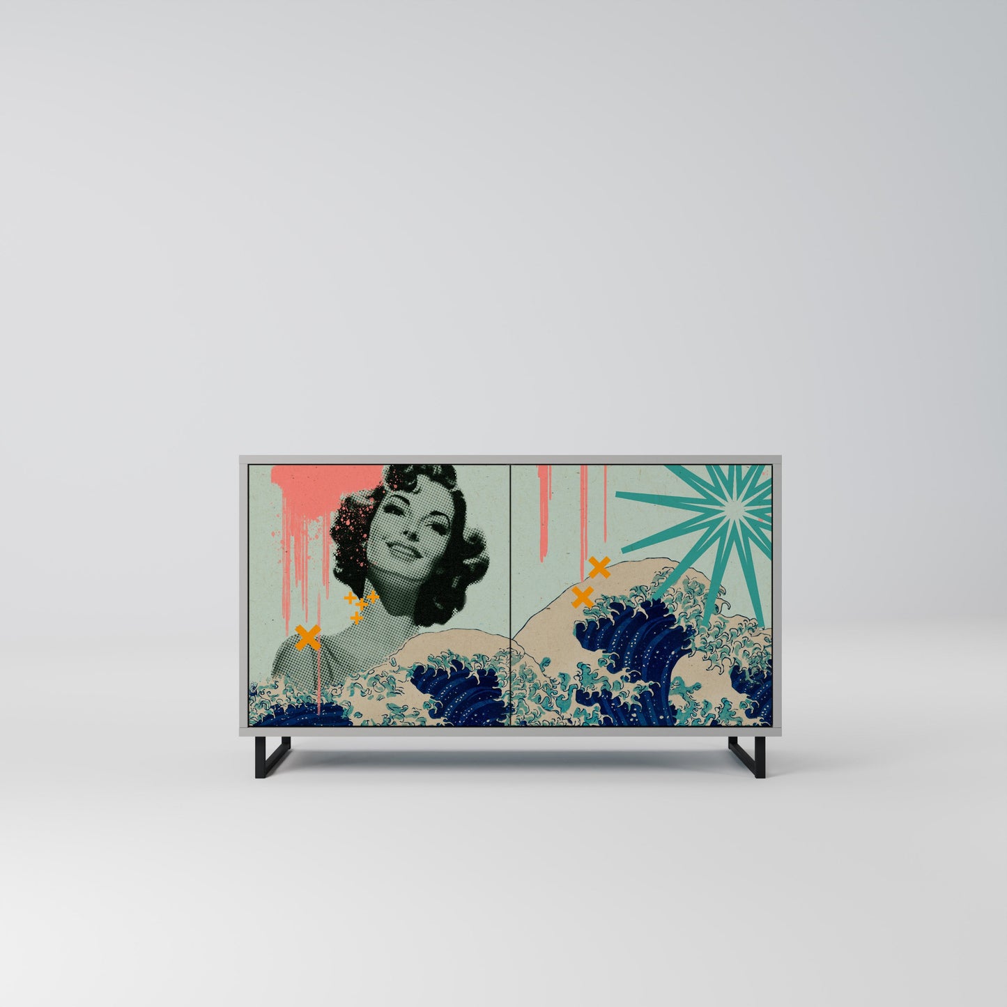 KANAGAWA BEAUTY 2-Door Sideboard in Grey Finish