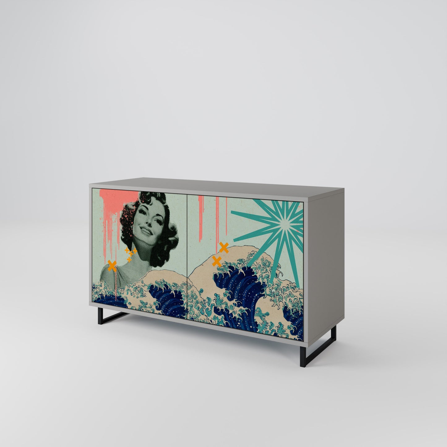 KANAGAWA BEAUTY 2-Door Sideboard in Grey Finish
