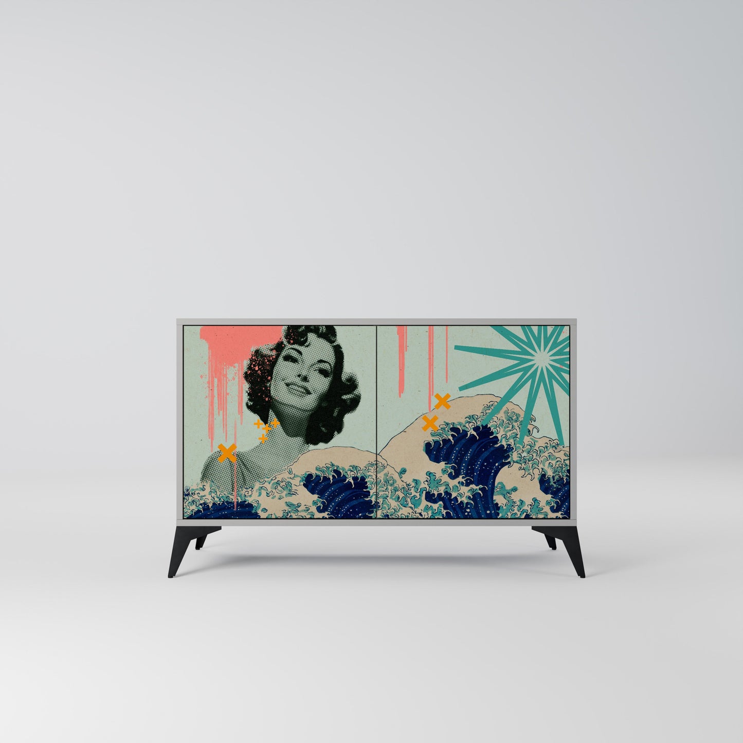 KANAGAWA BEAUTY 2-Door Sideboard in Grey Finish
