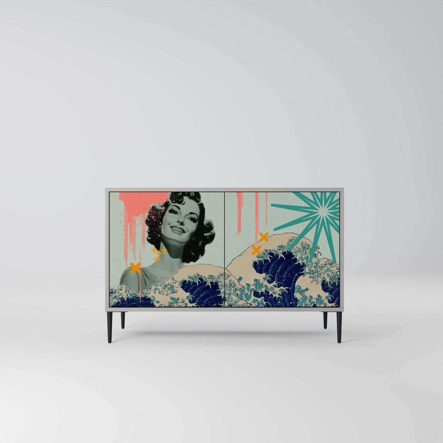 KANAGAWA BEAUTY 2-Door Sideboard in Grey Finish
