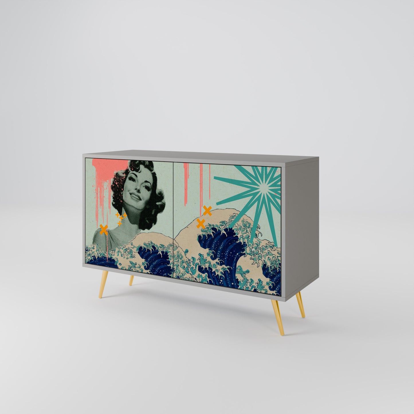 KANAGAWA BEAUTY 2-Door Sideboard in Grey Finish
