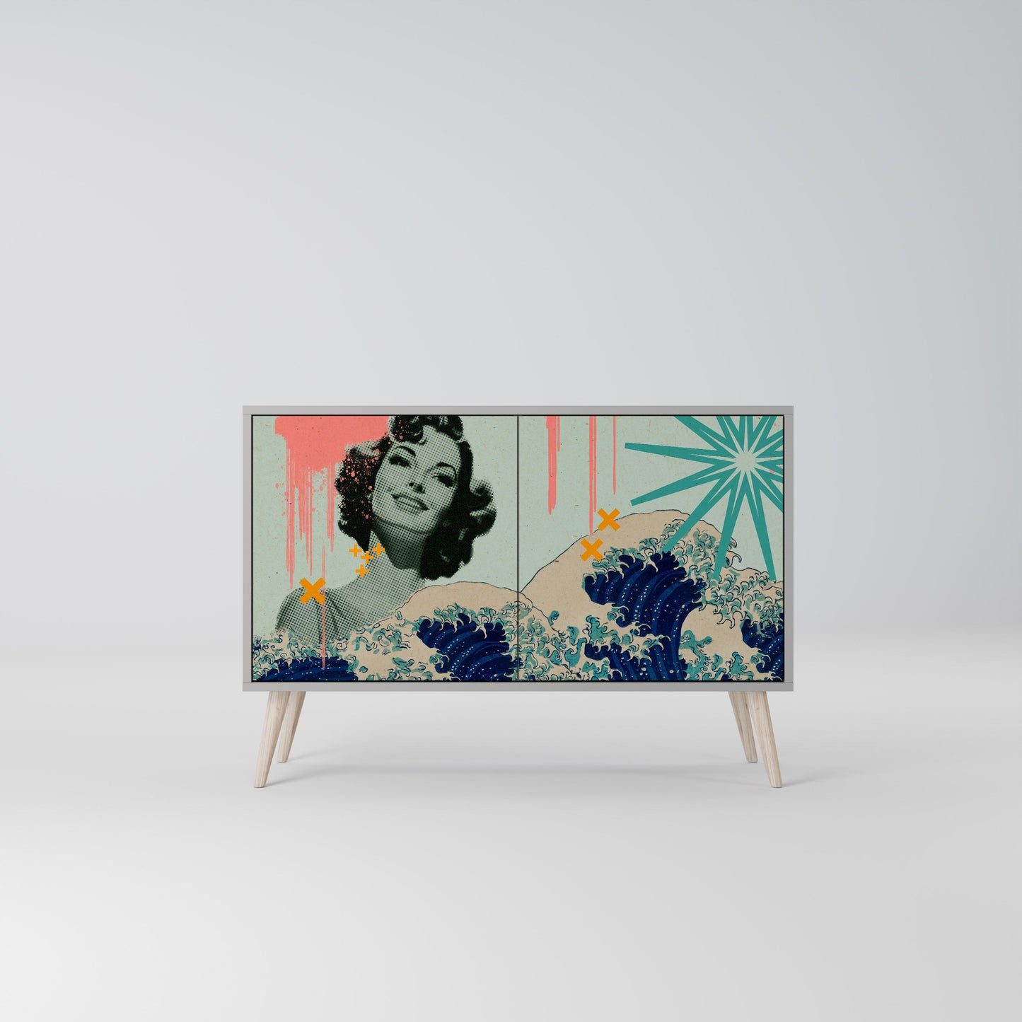 KANAGAWA BEAUTY 2-Door Sideboard in Grey Finish