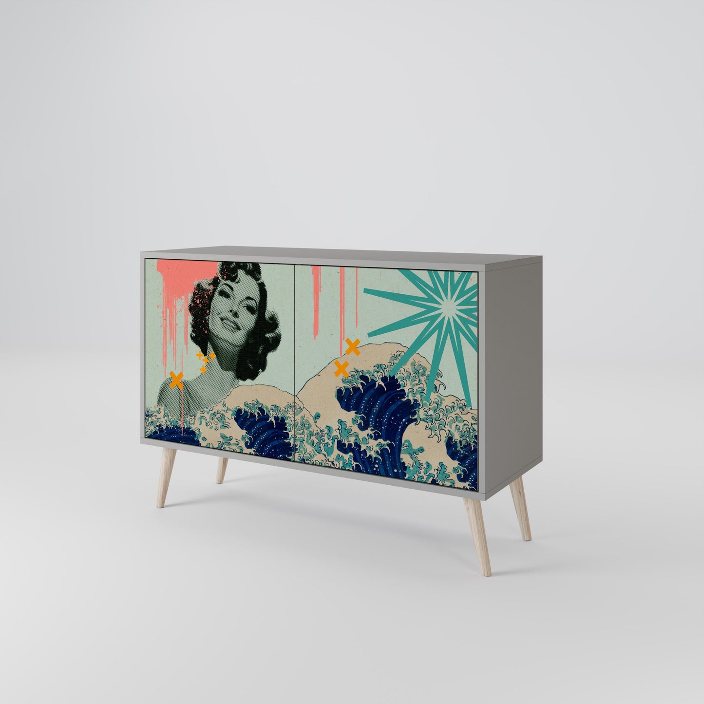 KANAGAWA BEAUTY 2-Door Sideboard in Grey Finish