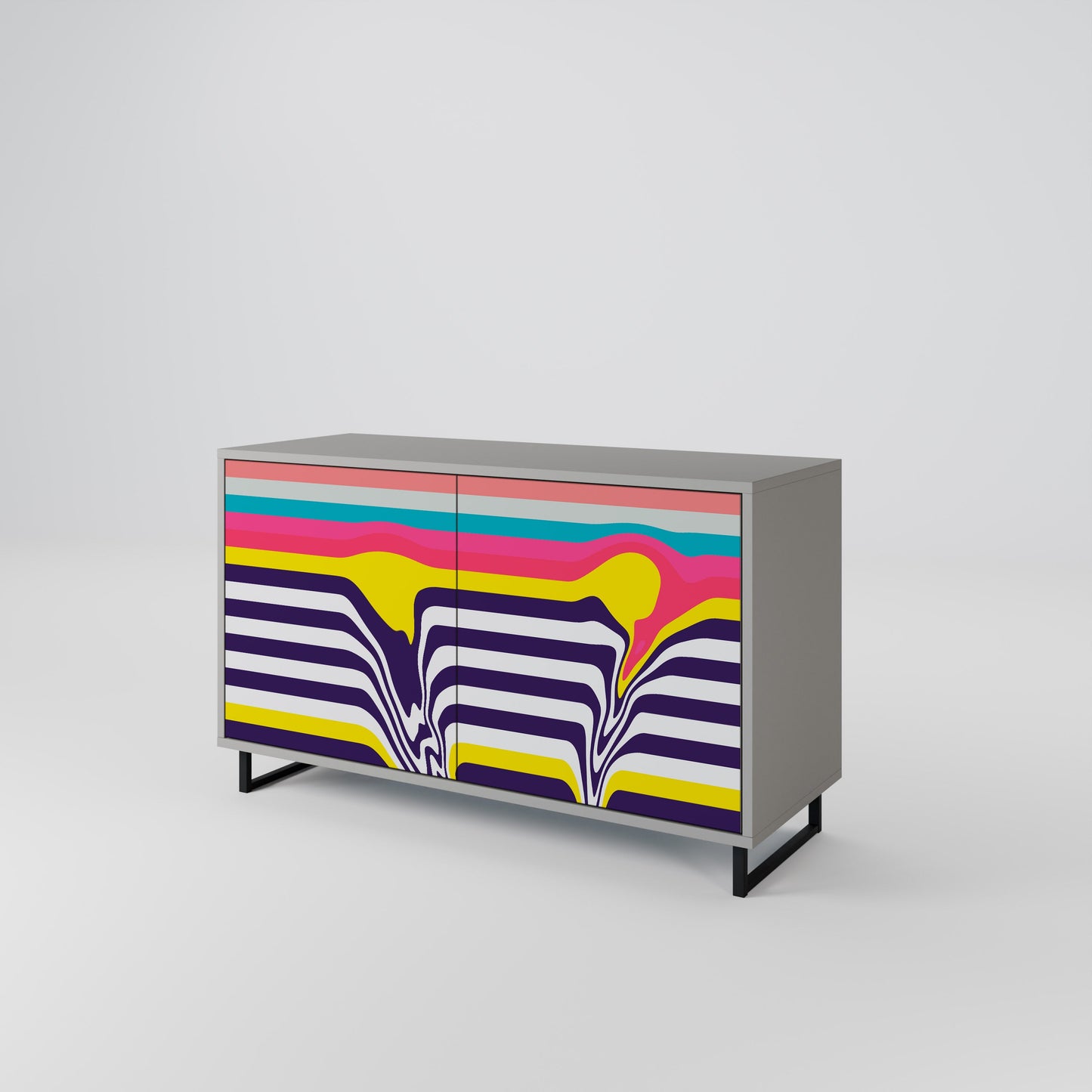 TONE COLLAPSE 2-Door Sideboard in Grey Finish