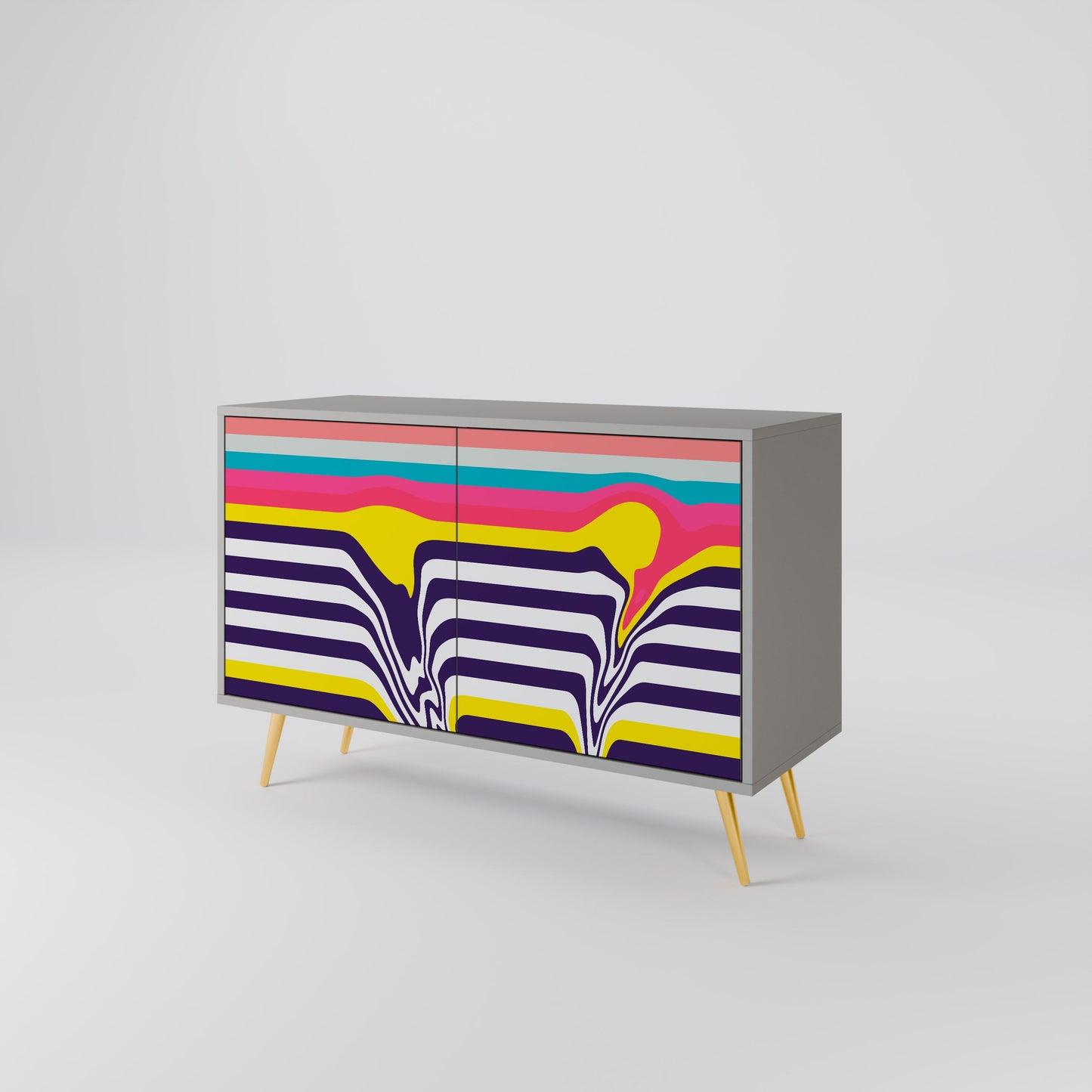 TONE COLLAPSE 2-Door Sideboard in Grey Finish
