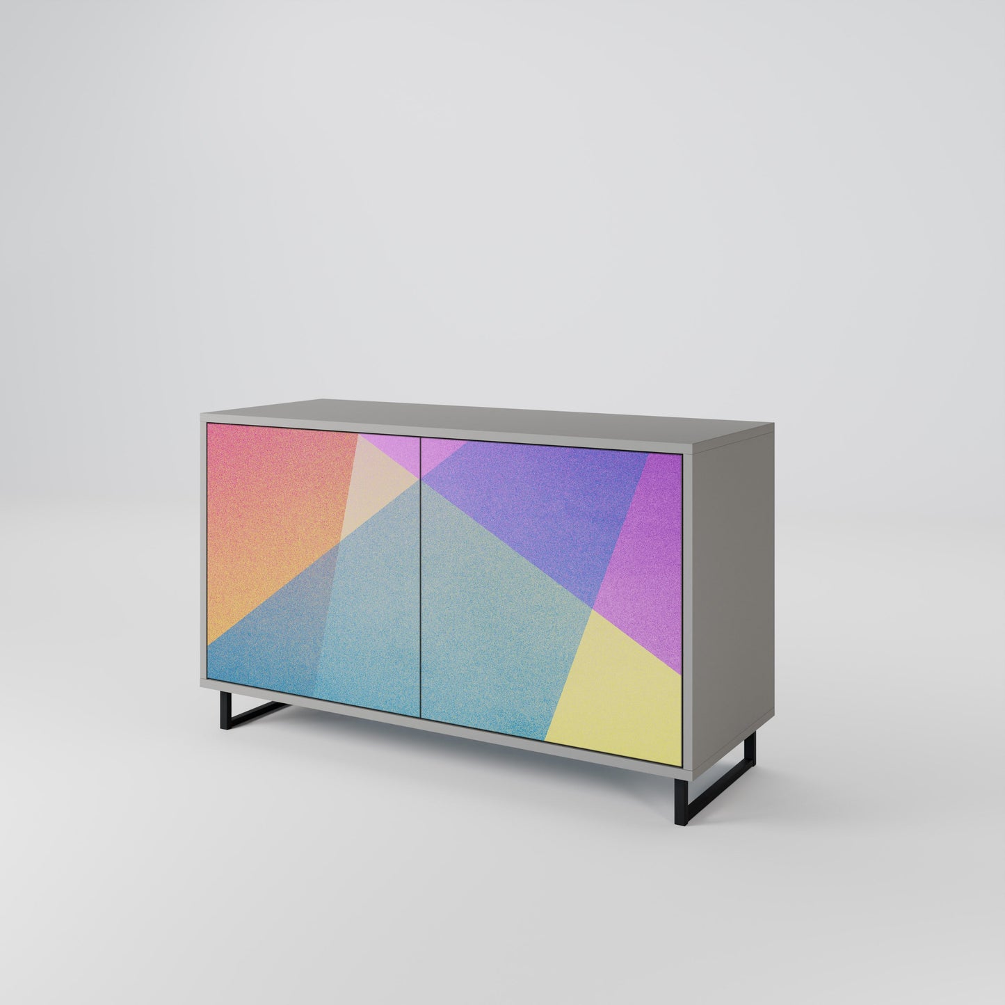 BRIGHT GEOMETRY 2-Door Sideboard in Grey Finish
