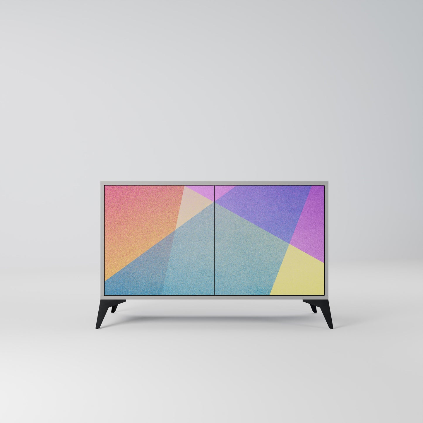 BRIGHT GEOMETRY 2-Door Sideboard in Grey Finish