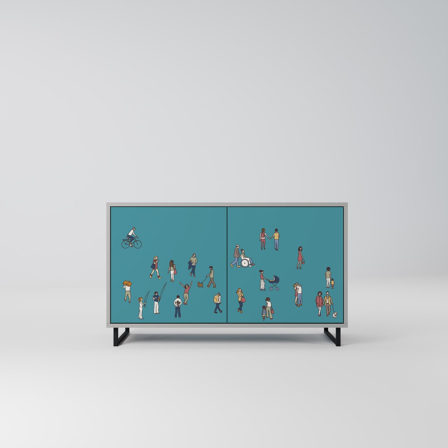 COLLECTIVE STREAM 2-Door Sideboard in Grey Finish