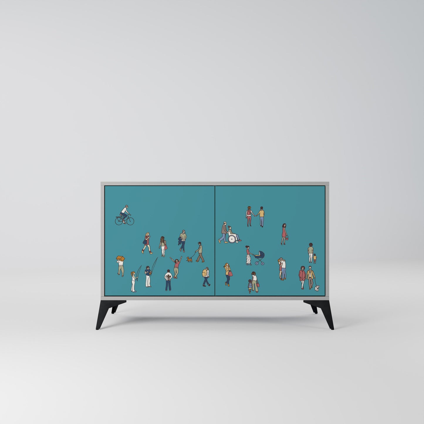 COLLECTIVE STREAM 2-Door Sideboard in Grey Finish