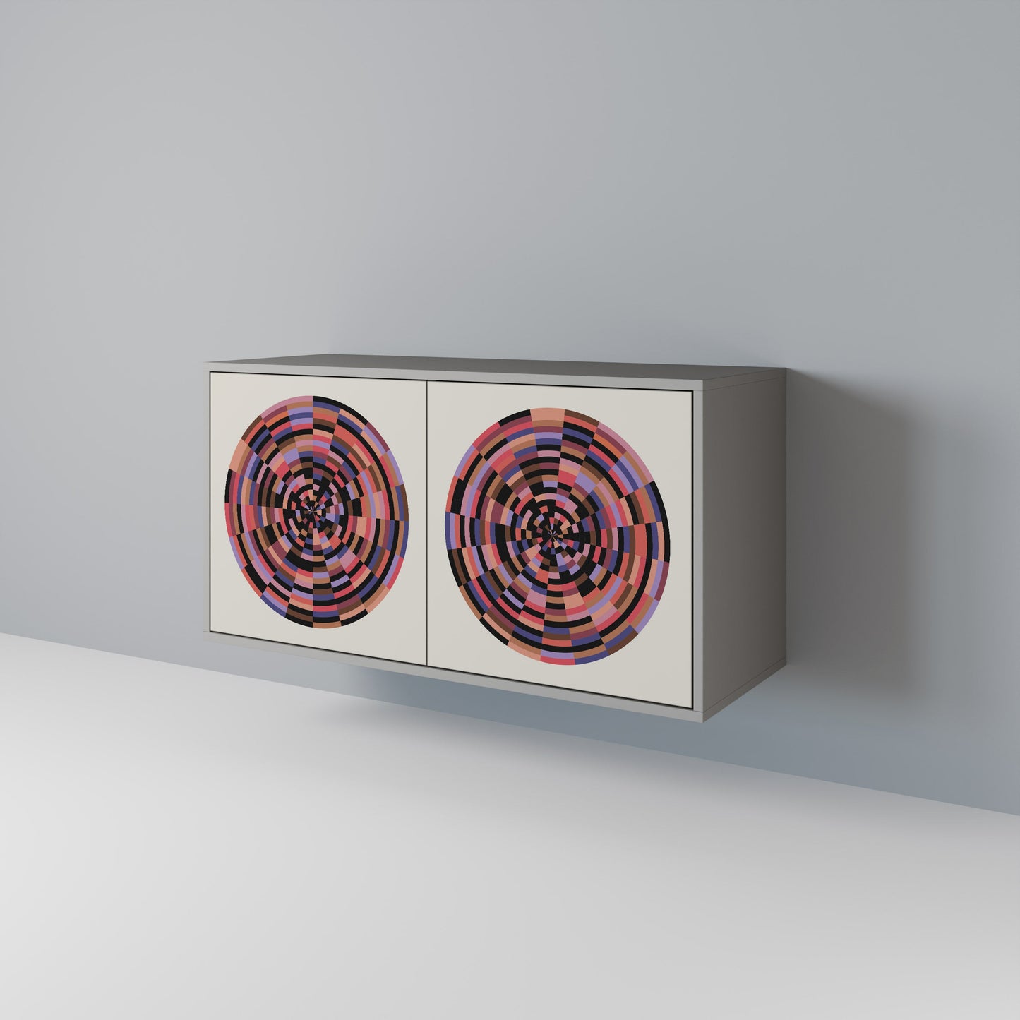 Credenza BROWN CIRCLES a 2 ante in finitura grigia