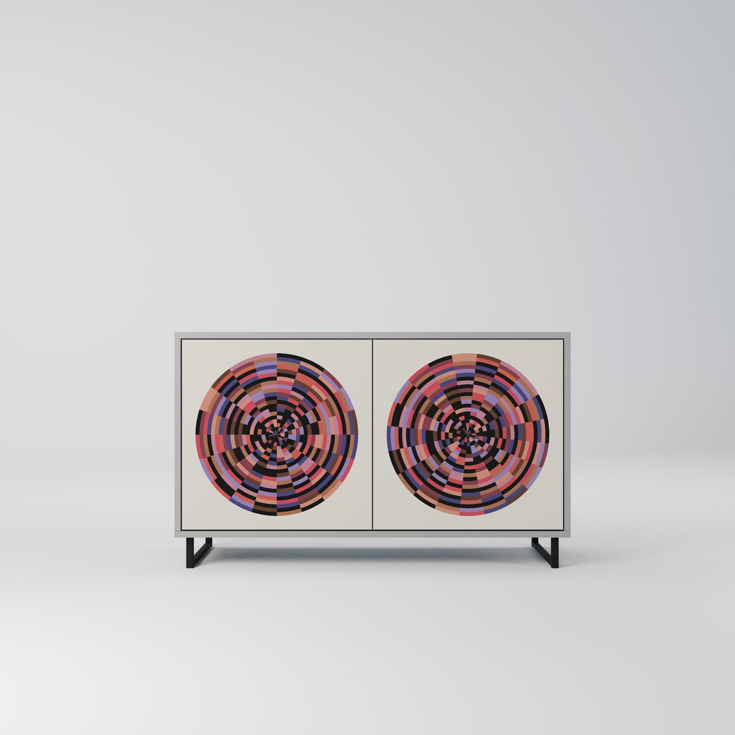 Credenza BROWN CIRCLES a 2 ante in finitura grigia