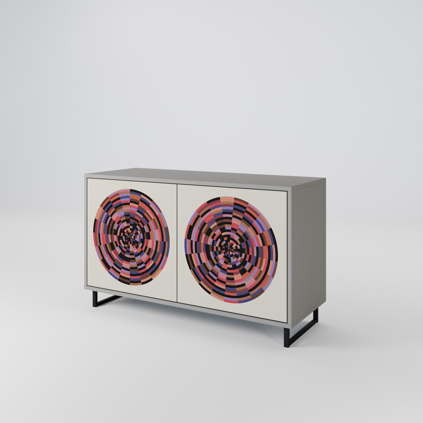 Credenza BROWN CIRCLES a 2 ante in finitura grigia