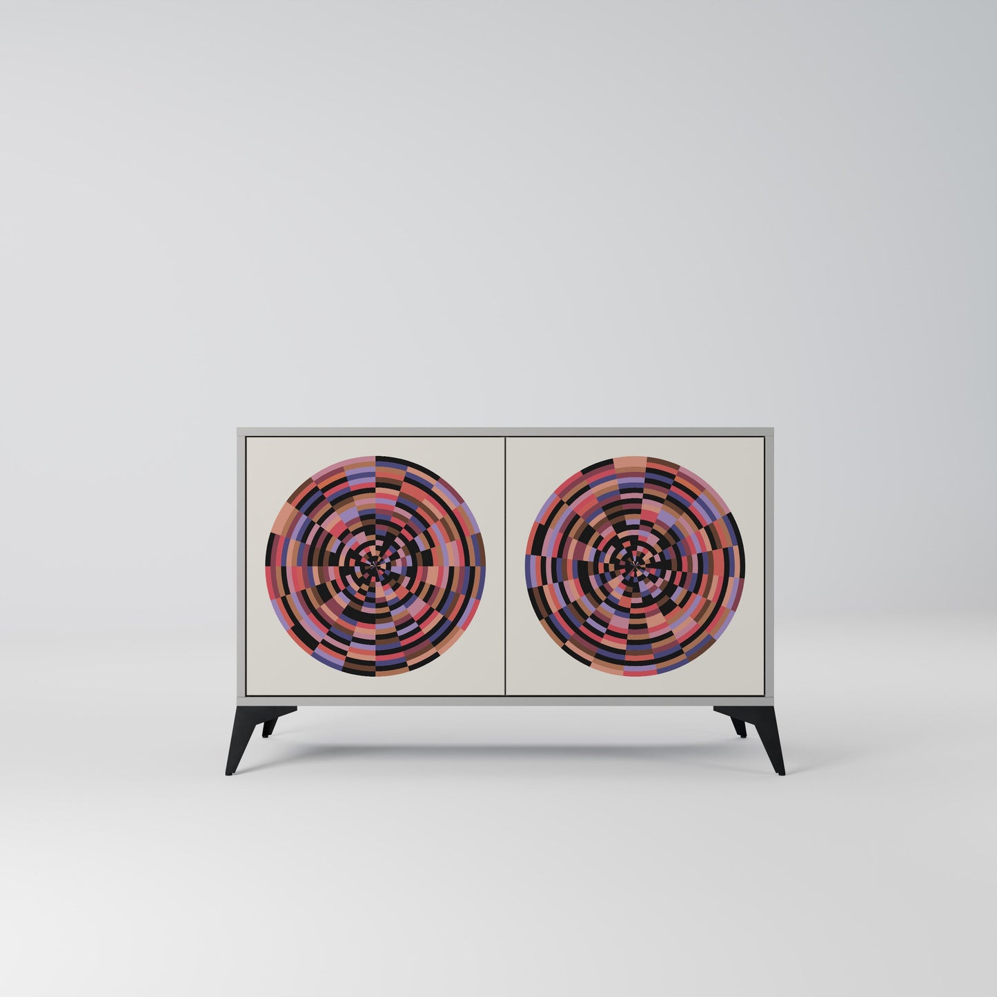 Credenza BROWN CIRCLES a 2 ante in finitura grigia