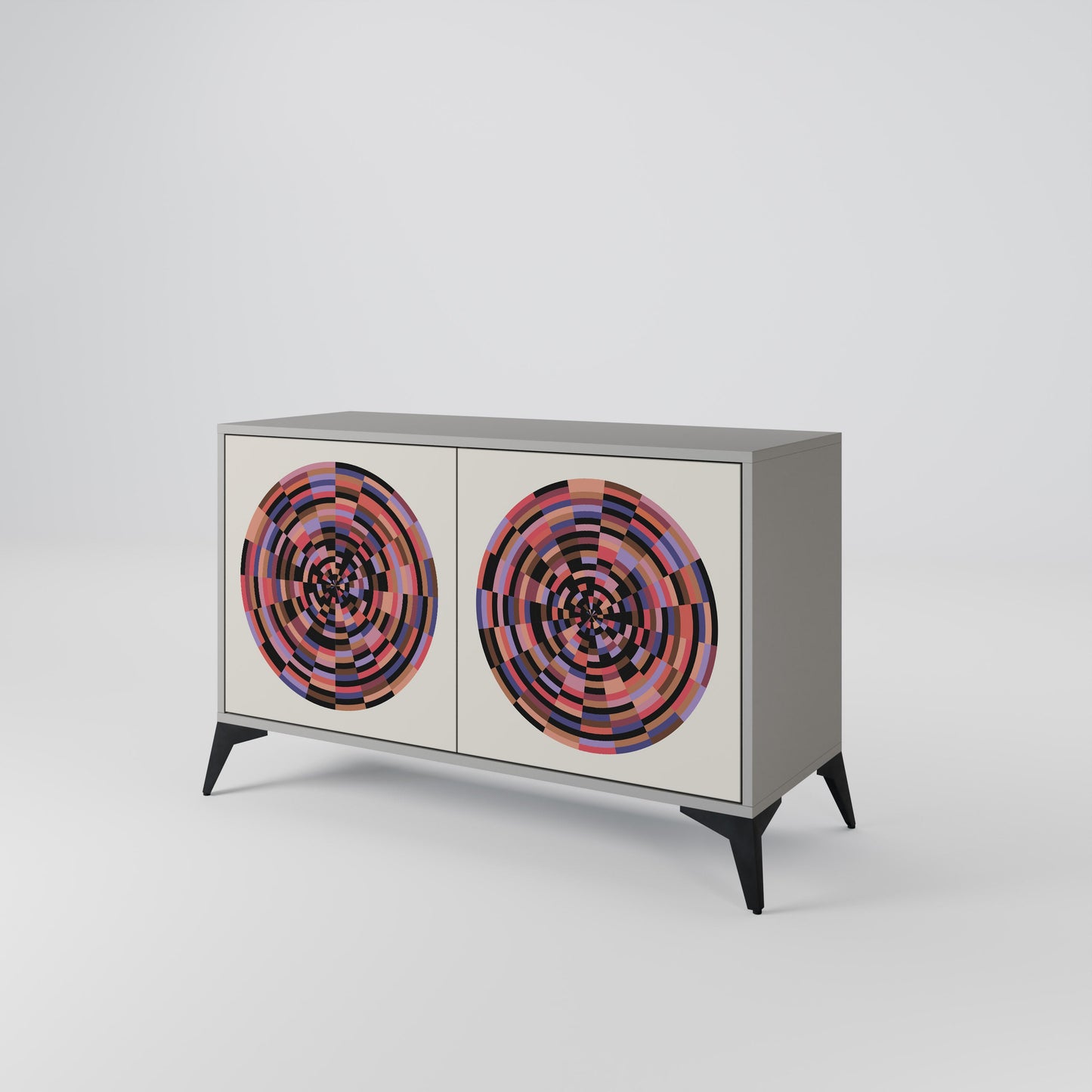 Credenza BROWN CIRCLES a 2 ante in finitura grigia