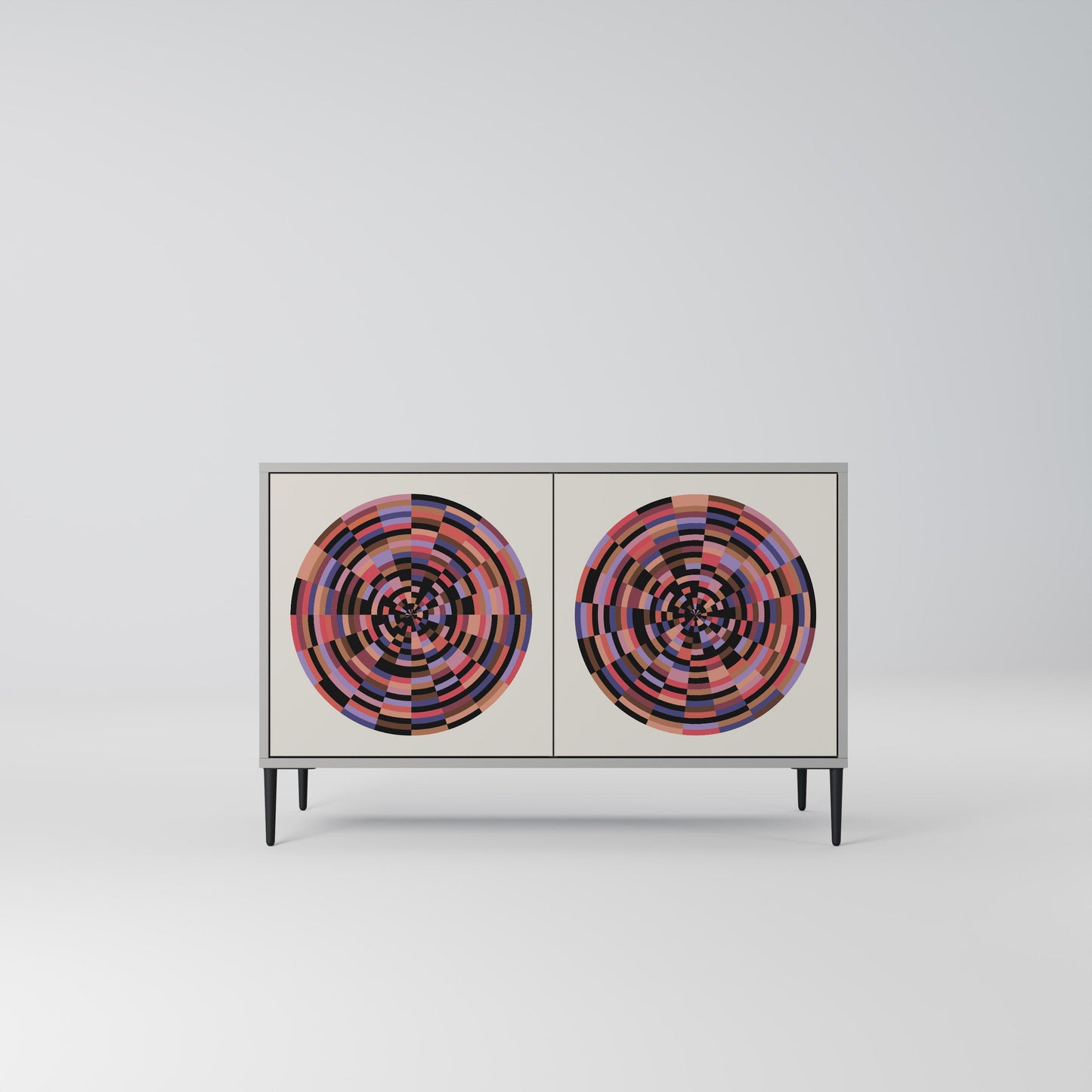 Credenza BROWN CIRCLES a 2 ante in finitura grigia