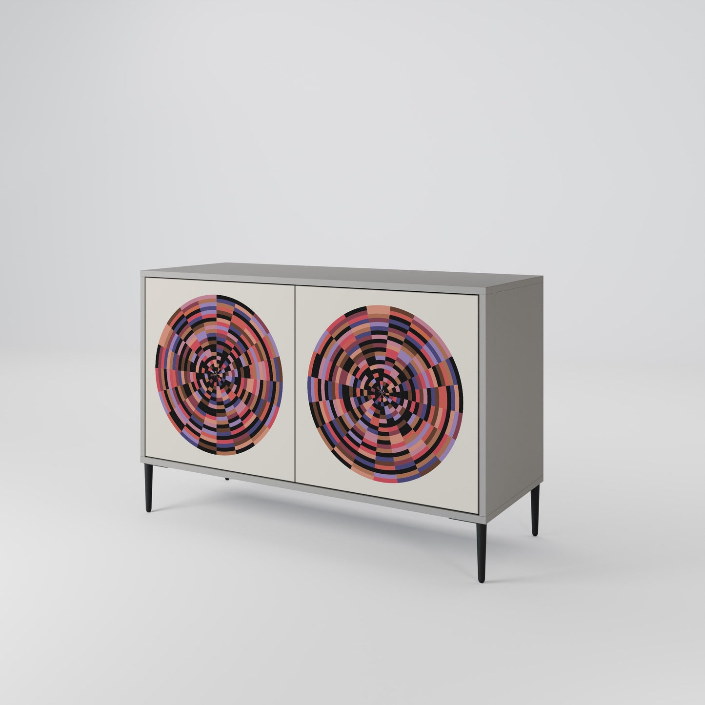 Credenza BROWN CIRCLES a 2 ante in finitura grigia