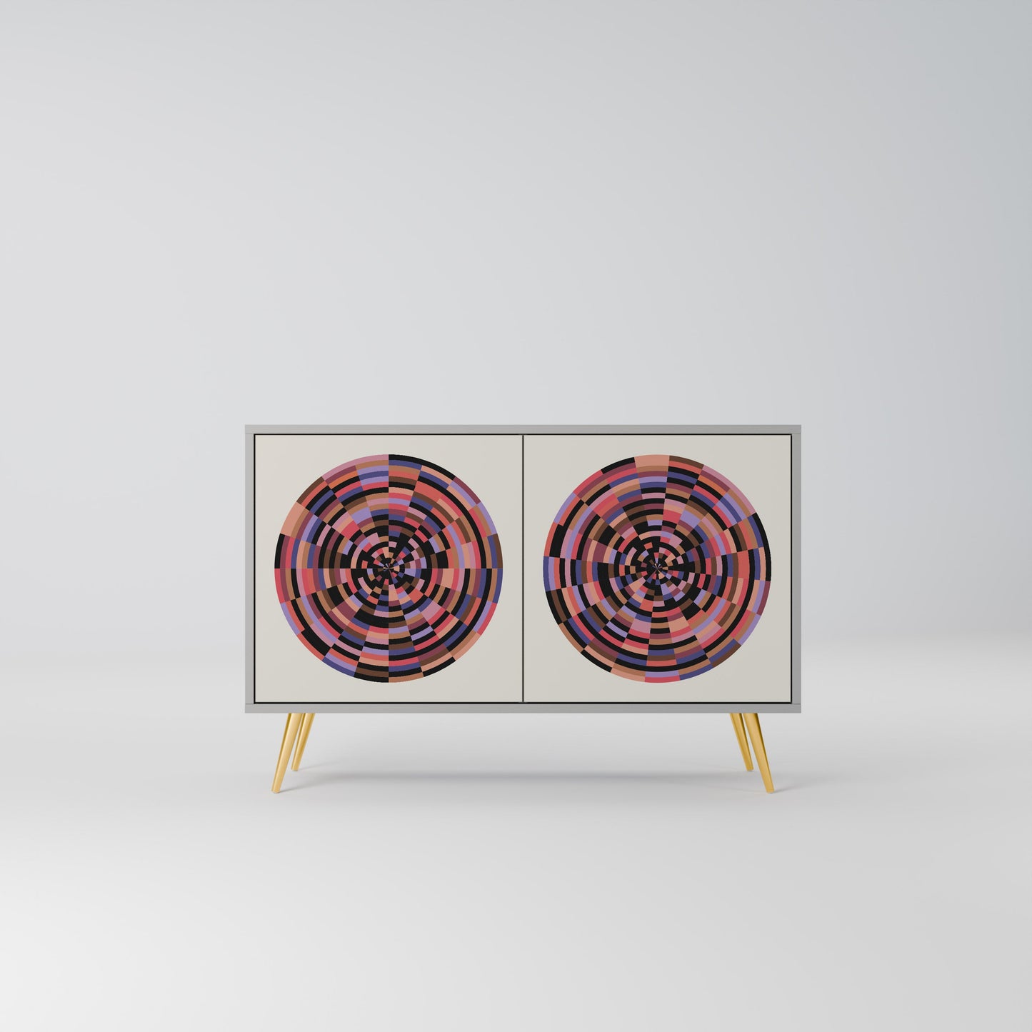 Credenza BROWN CIRCLES a 2 ante in finitura grigia