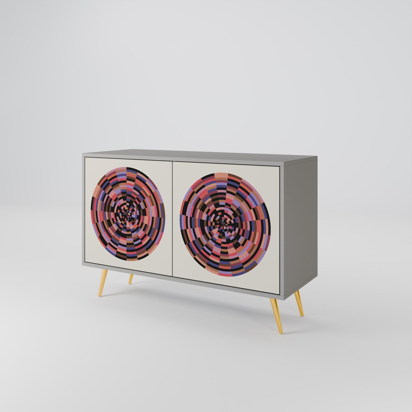 Credenza BROWN CIRCLES a 2 ante in finitura grigia