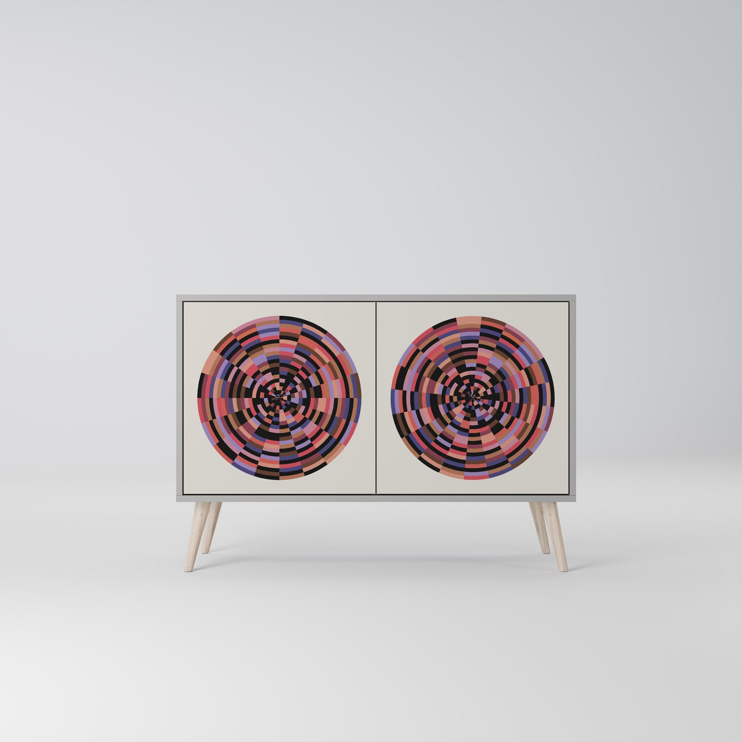 Credenza BROWN CIRCLES a 2 ante in finitura grigia