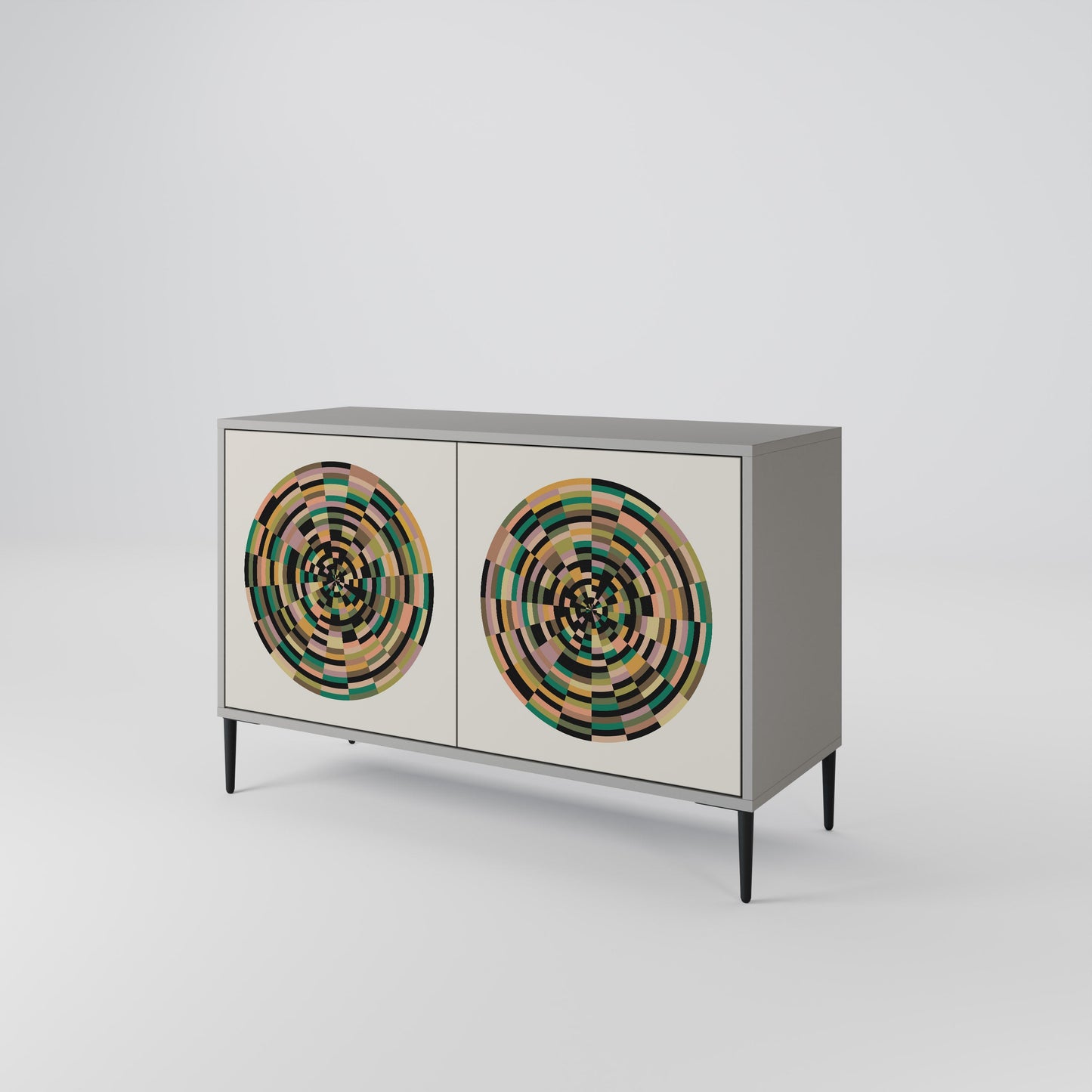 GREEN CIRCLES 2-Door Sideboard in Grey Finish
