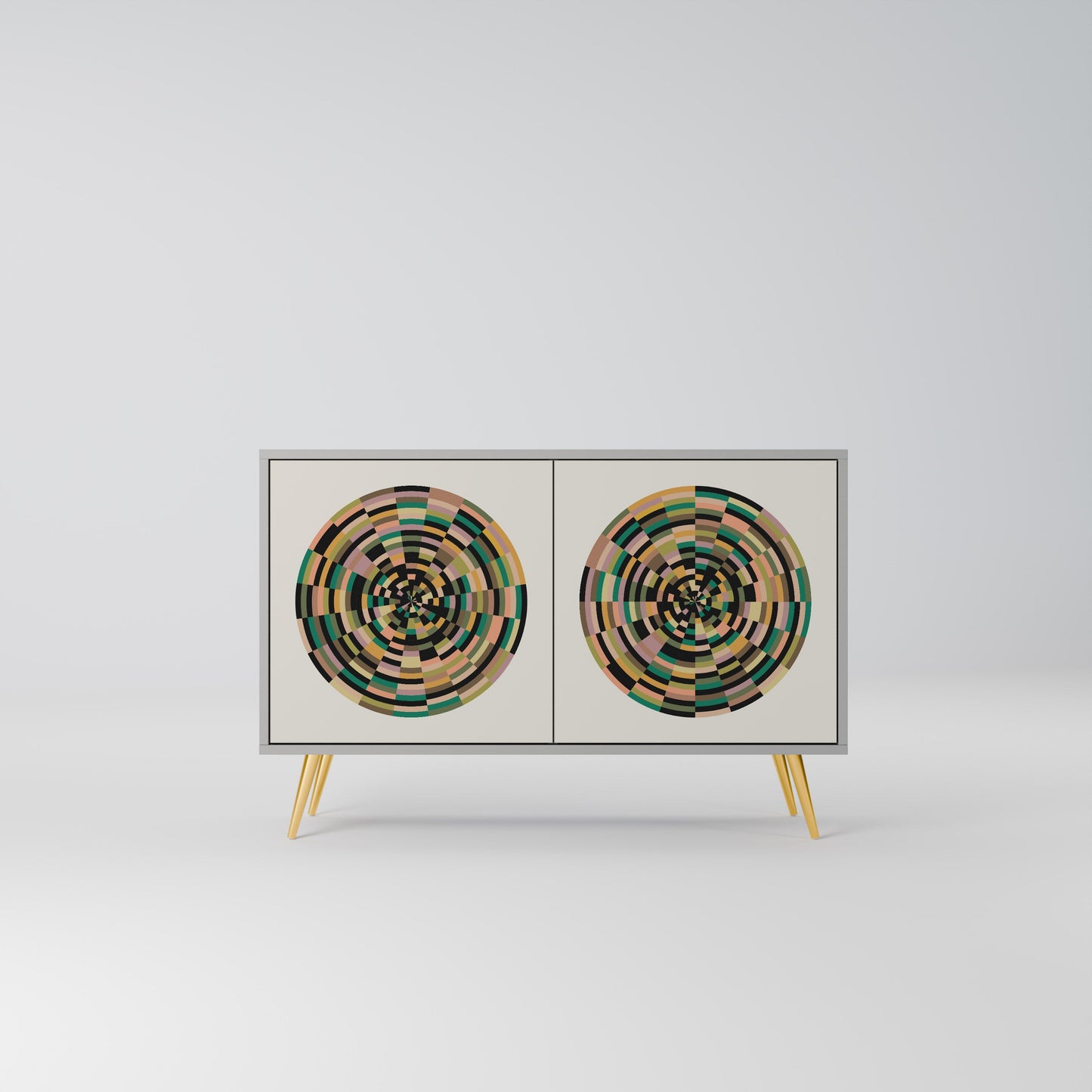 GREEN CIRCLES 2-Door Sideboard in Grey Finish