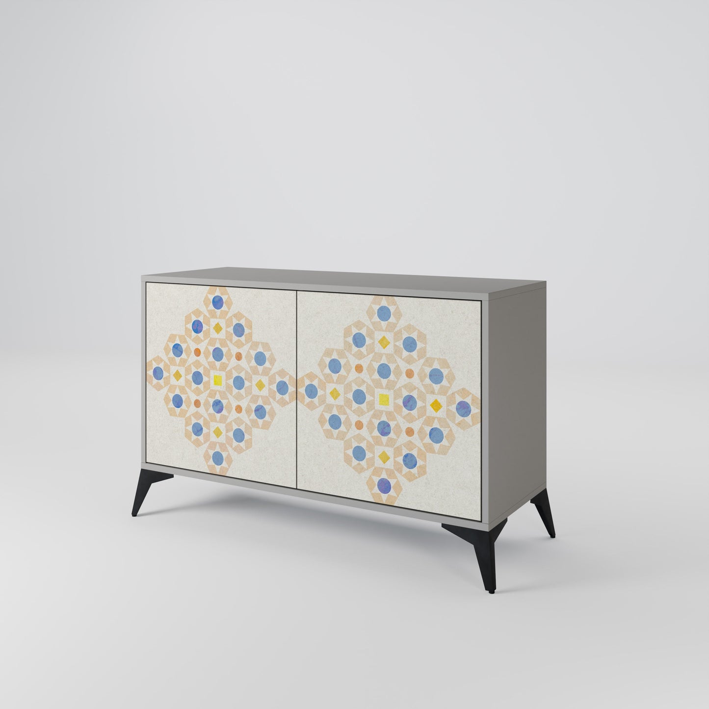 PATTERNED PRISM 2-Door Sideboard in Grey Finish