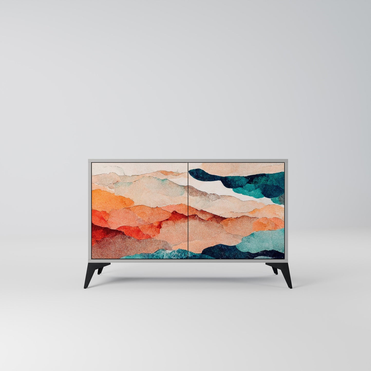 Credenza a 2 ante ABSTRACT LANDSCAPE in finitura grigia
