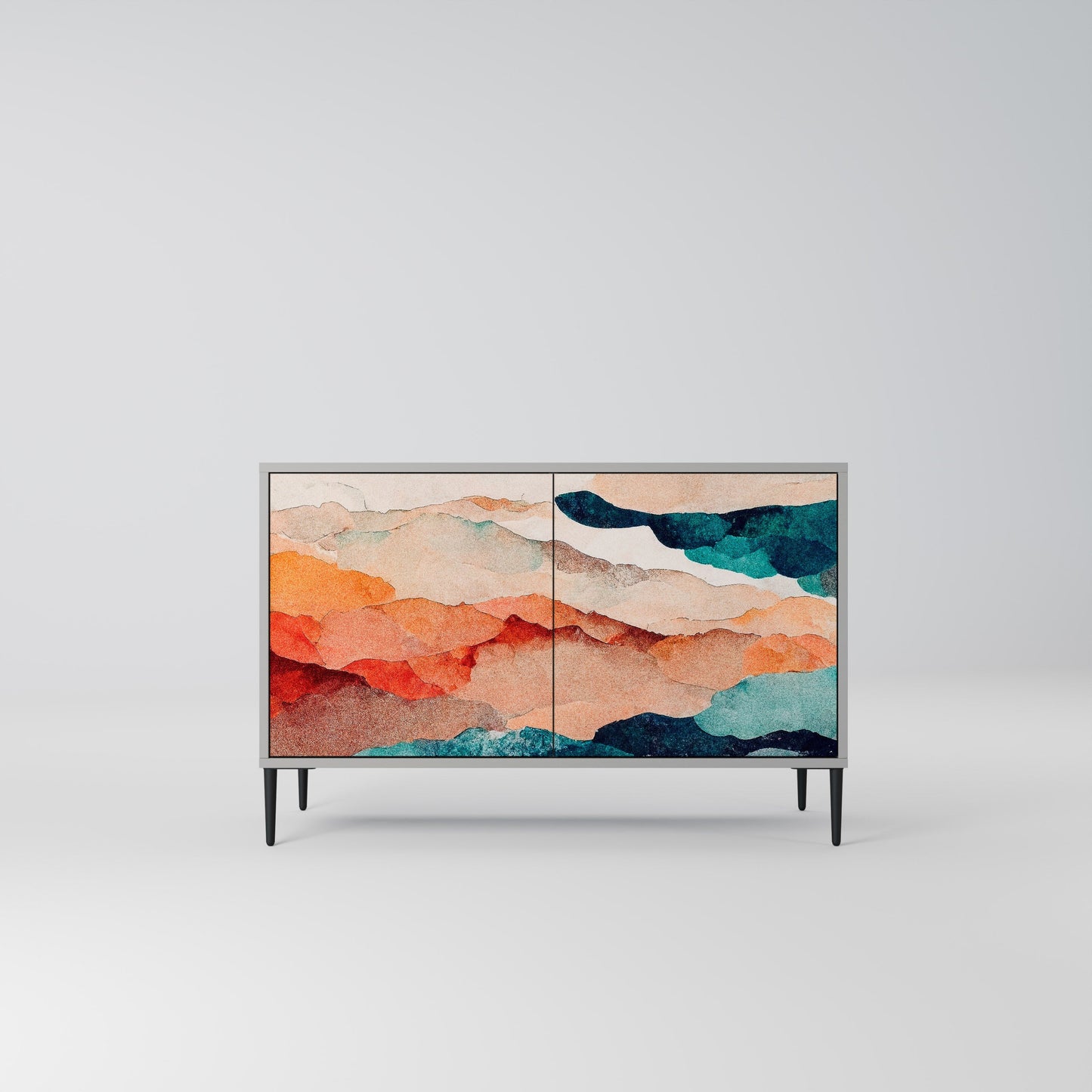 Credenza a 2 ante ABSTRACT LANDSCAPE in finitura grigia