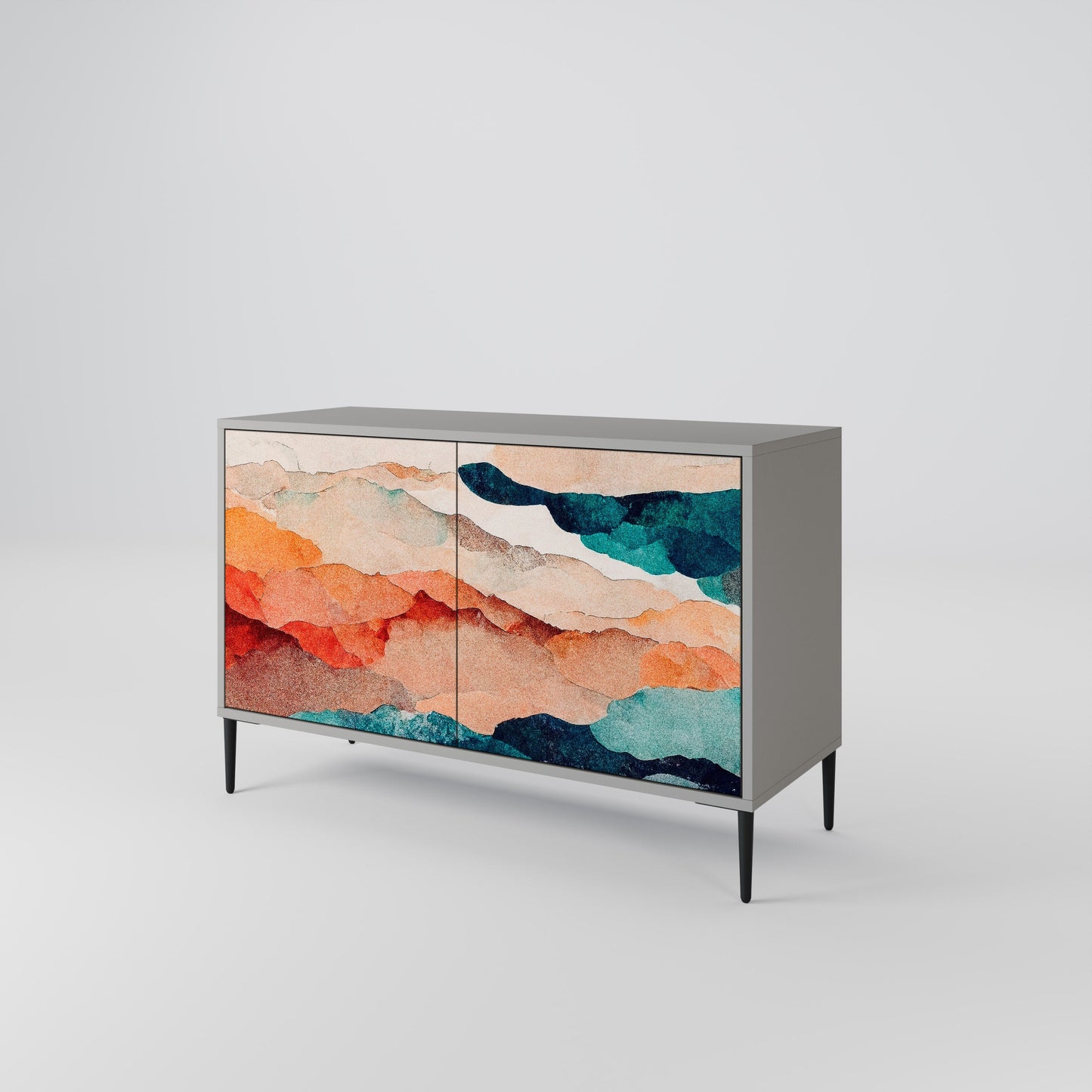 Credenza a 2 ante ABSTRACT LANDSCAPE in finitura grigia