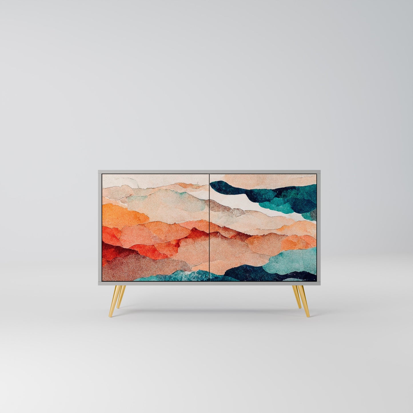 Credenza a 2 ante ABSTRACT LANDSCAPE in finitura grigia