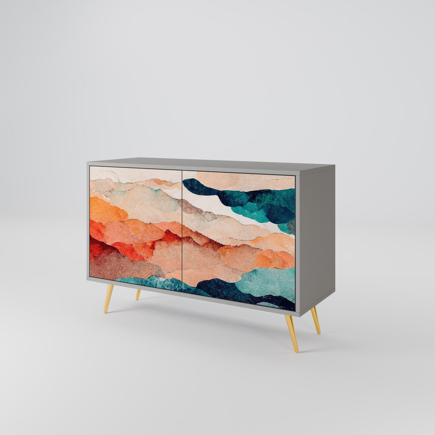 Credenza a 2 ante ABSTRACT LANDSCAPE in finitura grigia