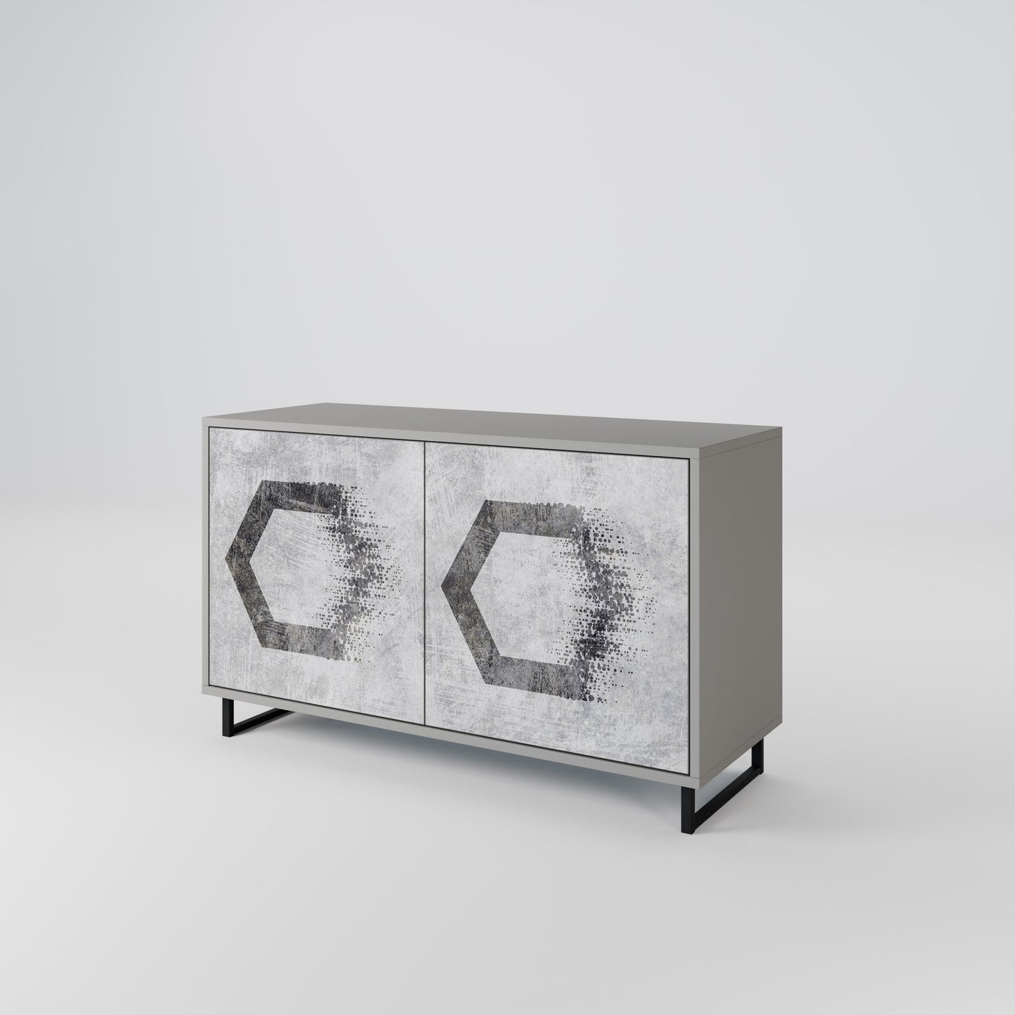 HEXAGONAL FIGURES 2-Door Sideboard in Grey Finish