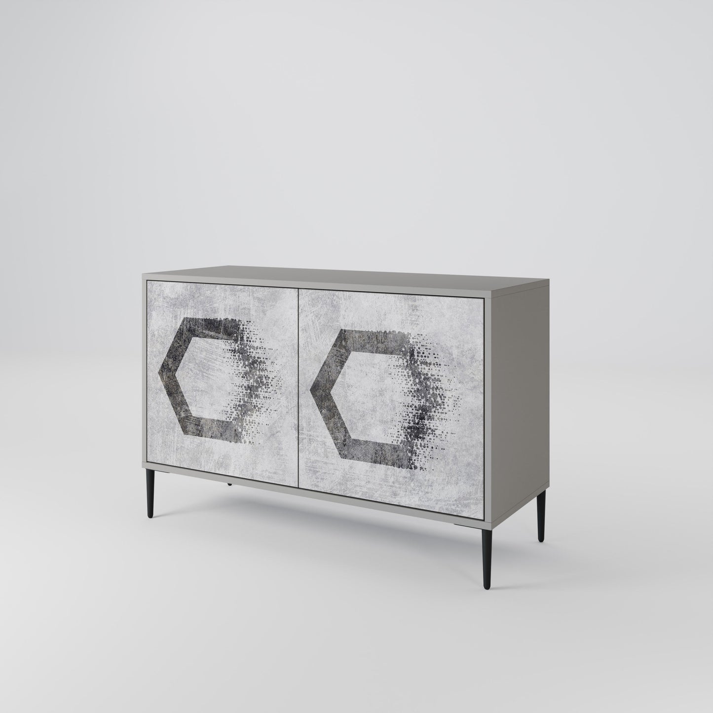 HEXAGONAL FIGURES 2-Door Sideboard in Grey Finish
