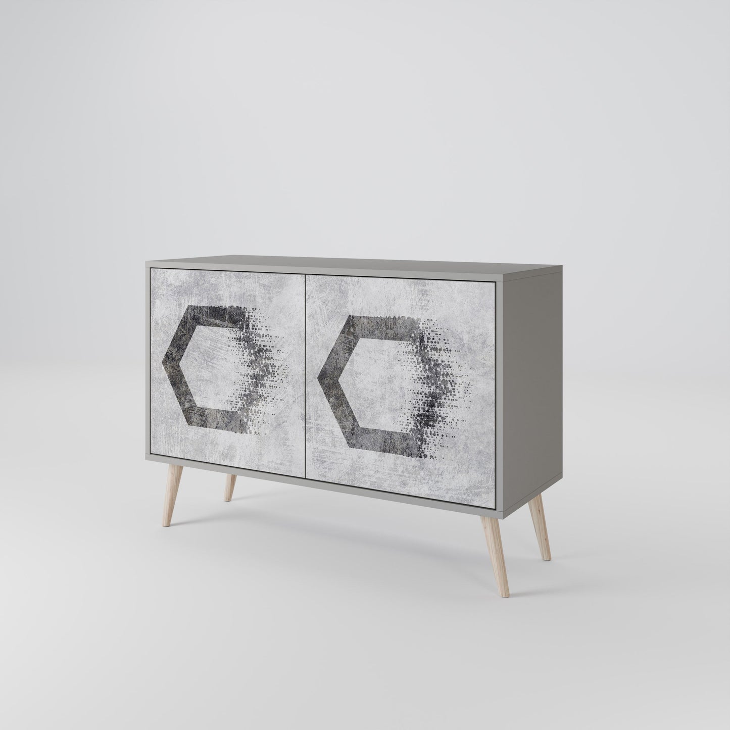 HEXAGONAL FIGURES 2-Door Sideboard in Grey Finish