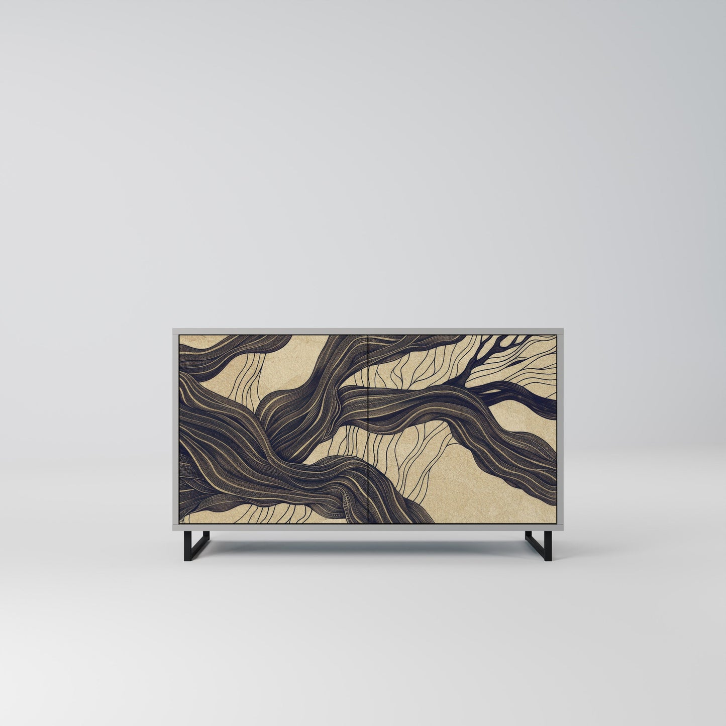 UNIFIED FRAGMENTS 2-Door Sideboard in Grey Finish