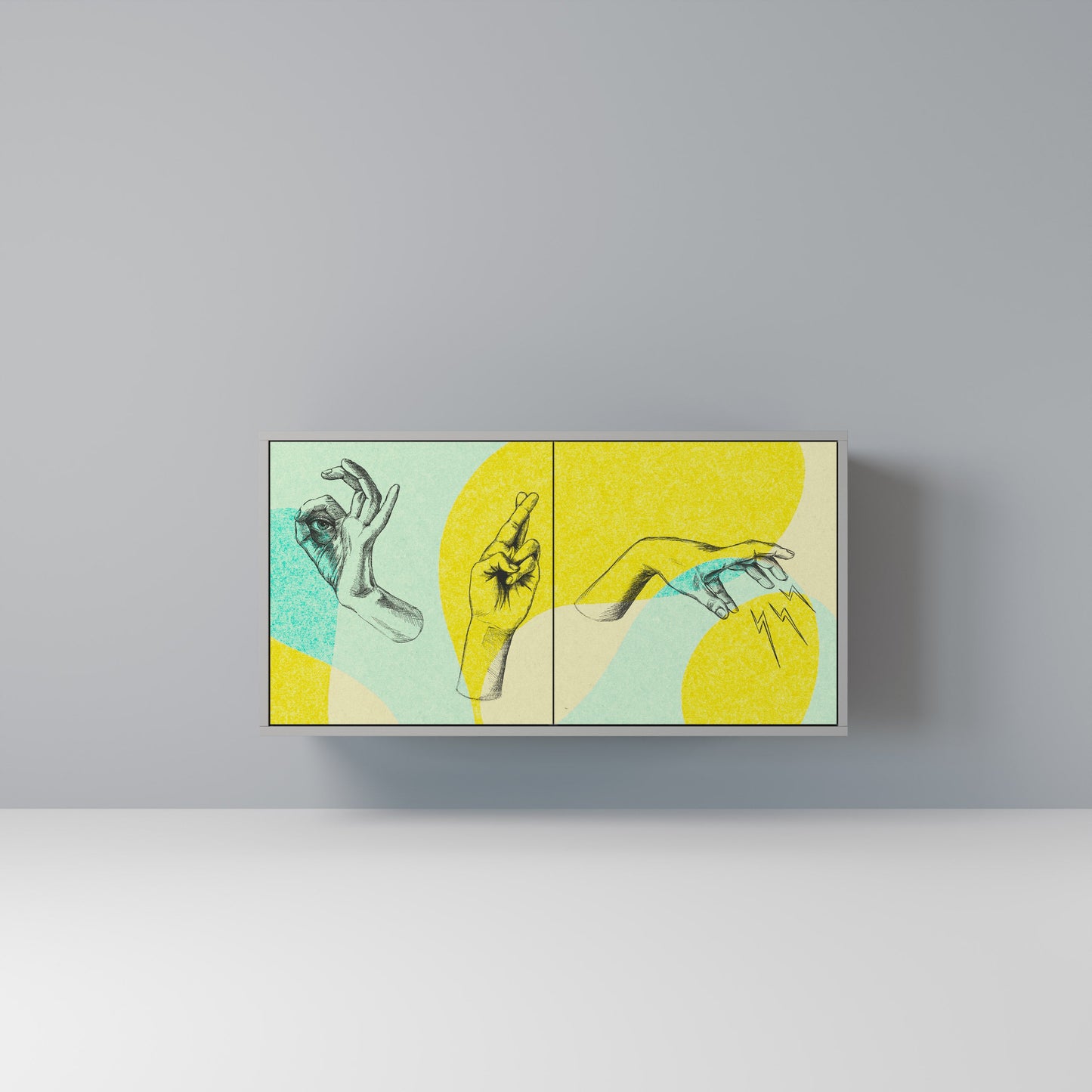 Credenza a 2 ante BODY LANGUAGE in finitura grigia