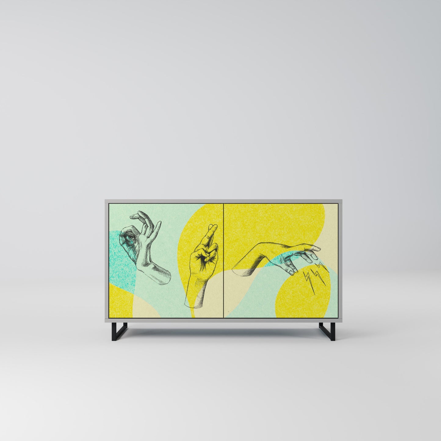 Credenza a 2 ante BODY LANGUAGE in finitura grigia